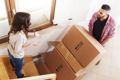 Packed boxes and furniture ready for Croydon house removals