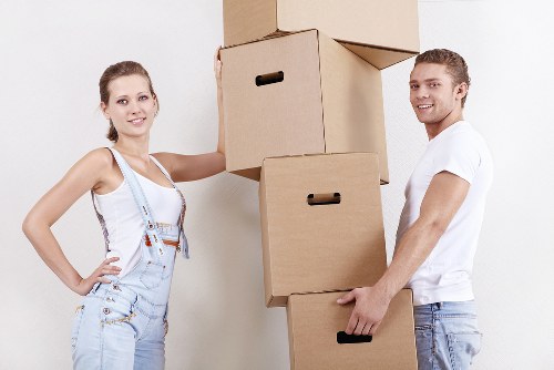 Croydon removals team packing and loading boxes